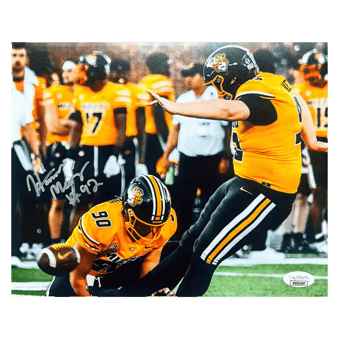 Harrison Mevis Missouri Tigers Autographed Gold Uniform 8x10 Photo - JSA COA
