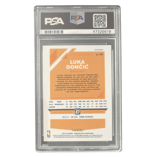 Luka Doncic PSA 10 2019 Panini Donruss Optic Fast Break Holo Card #16
