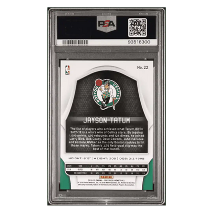 Jayson Tatum PSA 10 2018 Panini Certified Mirror Blue #d/ 199 Card #22
