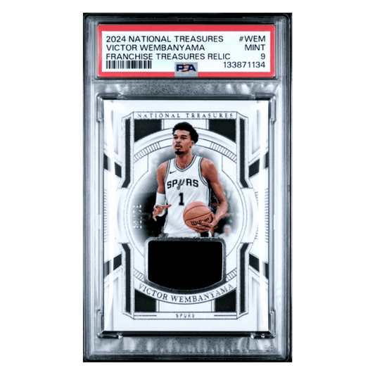 Victor Wembanyama PSA 9 2024 Panini National Treasures Franchise Treasures Relic #d/ 99 Card #WEM