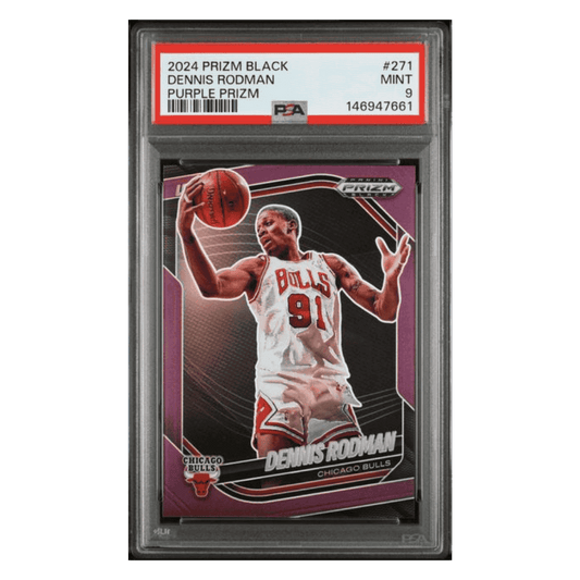 Dennis Rodman PSA 9 2024 Panini Prizm Black Purple Prizm #d/ 99 Card #271