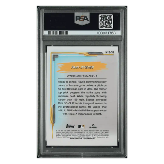 Paul Skenes PSA 10 2024 Topps Bowman My 1st Bowman Rookie RC Card #36