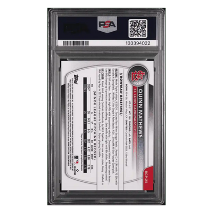 Quinn Mathews PSA 9 2025 Topps Bowman Chrome Prospects Gold Refractor #d/ 50 Card #BCP25