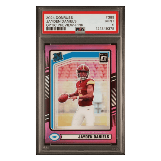 Jayden Daniels PSA 9 2024 Donruss Optic Preview Pink Rated Rookie Card #389