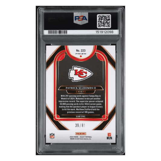 Patrick Mahomes PSA 9 2024 Panini Select Dragon Scale Prizm #d/ 81 Card #223