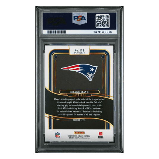 Drake Maye PSA 10 2024 Panini Select Black & Orange Shock Card #113