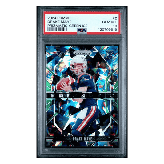 Drake Maye PSA 10 2024 Panini Prizm Prizmatic Green Ice Card #2