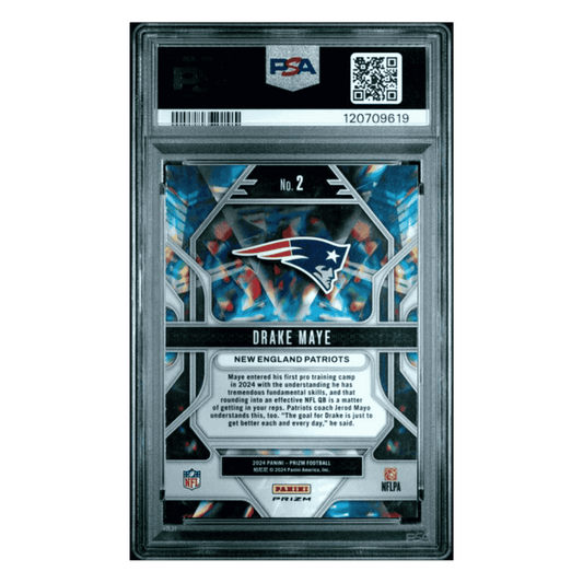 Drake Maye PSA 10 2024 Panini Prizm Prizmatic Green Ice Card #2