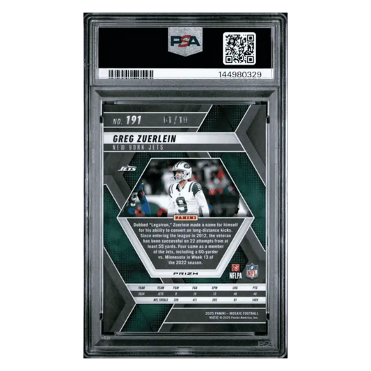 Greg Zuerlein PSA 8 2025 Panini Mosaic Gold #1/ 10 Card #191