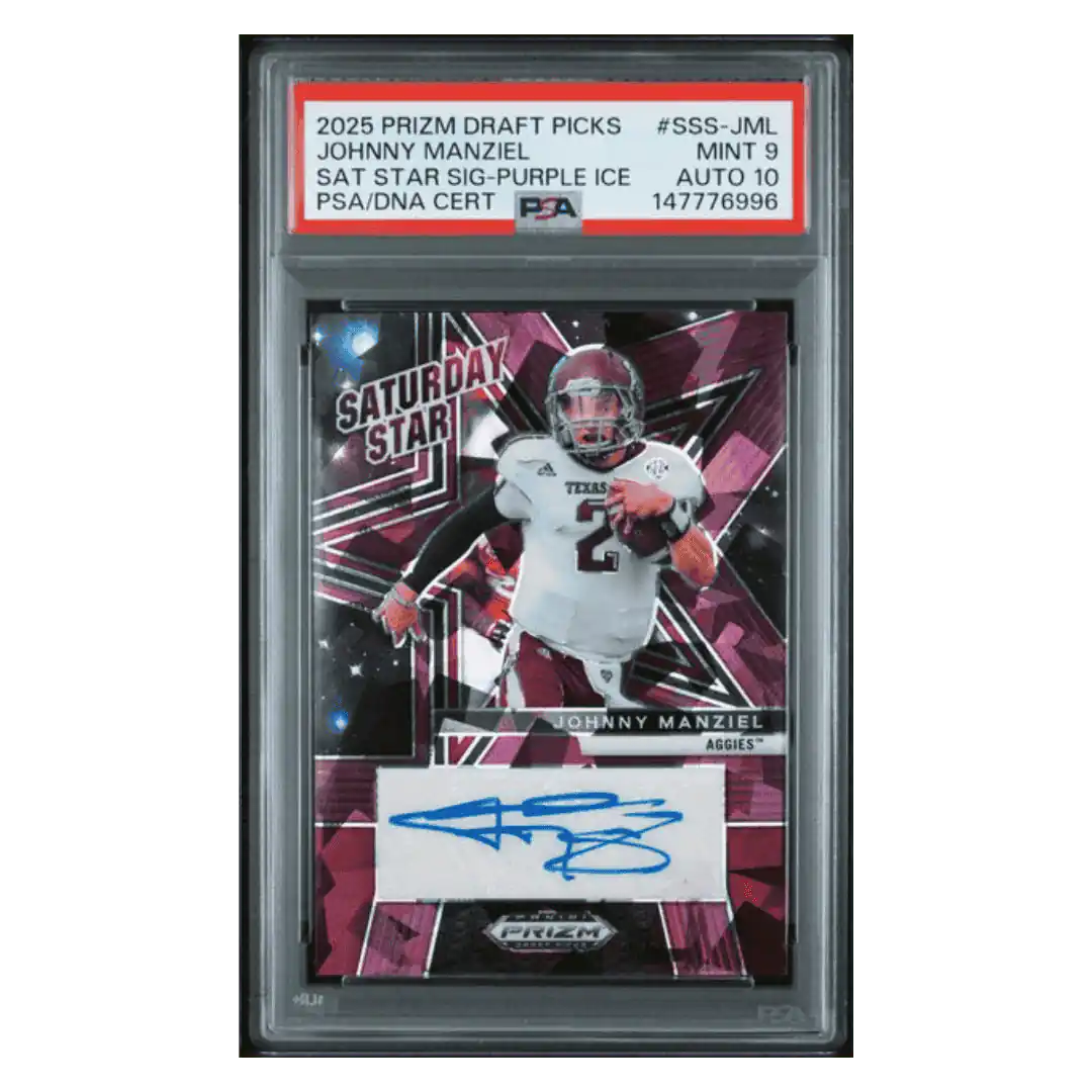 Johnny Manziel PSA 9 2025 Panini Draft Picks Saturday Star Signature Purple Ice #d/ 60 Card #SSS-JML