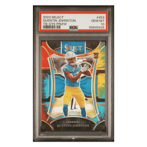 Quentin Johnston PSA 10 2023 Panini Select Tie Dye Prizm Rookie RC #d/ 25 Card #453