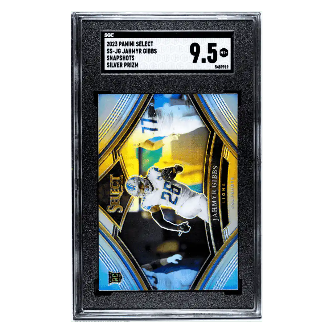 Jahmyr Gibbs SGC 9.5 2023 Panini Select Snapshots Silver Prizm Card #SS-JG