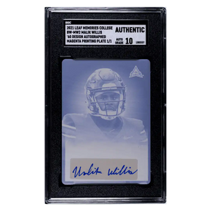 Malik Willis 2021 Leaf Memories College '60 Design Autograph Magenta Printing Plate #1/ 1 Card #BW-MW2