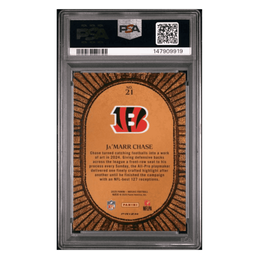 Ja'Marr Chase PSA 10 2025 Panini Mosaic Micro Mosaic Case Hit Card #21