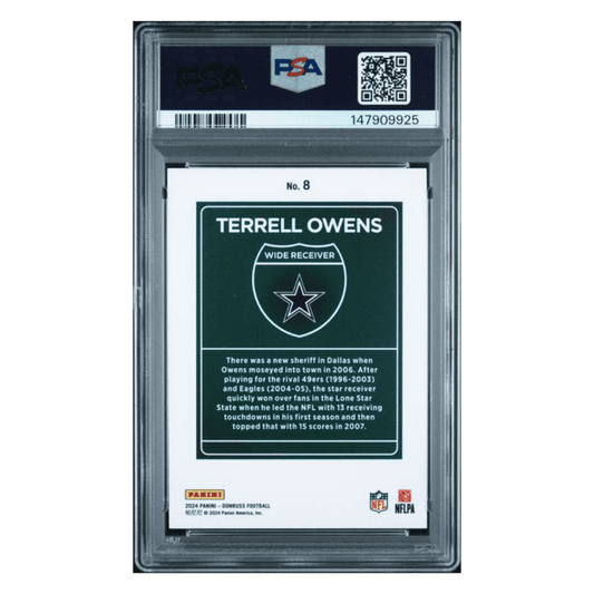 Terrell Owens PSA 9 2024 Panini Donruss Downtown! Card #8