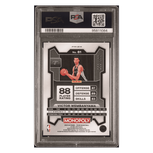 Victor Wembanyama PSA 9 2023 Panini Prizm Monopoly Light Blue Rookie RC #d/ 199 Card #81