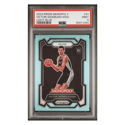 Victor Wembanyama PSA 9 2023 Panini Prizm Monopoly Light Blue