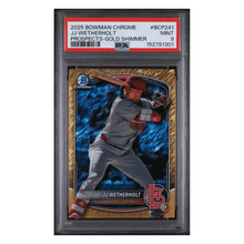 JJ Wetherholt PSA 9 2025 Topps Bowman Chrome Prospects Gold Shimmer #d/ 50 Card #BCP241