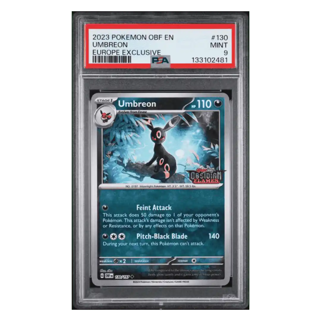 umbreon pokemon card 110 2023 Obsidian Flames 130/197 - EB Games Exclusive - PSA 9 Orientation_Vertical (Dont apply Weakness and Magnezone ex - 065/198 Color:Style 5