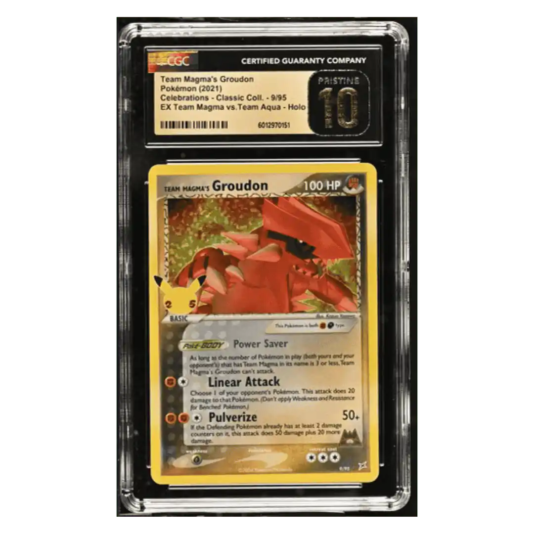 Team Magma's Groudon CGC 10 2021 Pokemon Celebrations Classic Collection Holo Card #9/95