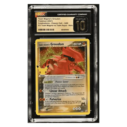 Team Magma's Groudon CGC 10 2021 Pokemon Celebrations Classic Collection Holo Card #9/95