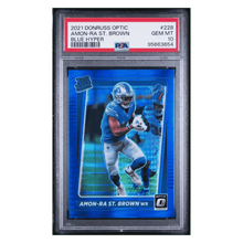 Amon-Ra St Brown PSA 10 2021 Panini Donruss Optic Blue Hyper Rated Rookie Card #228
