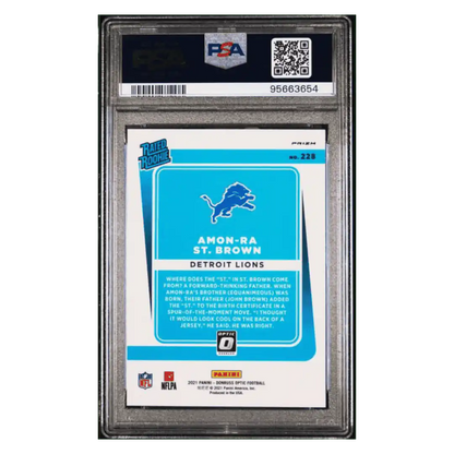 Amon-Ra St Brown PSA 10 2021 Panini Donruss Optic Blue Hyper Rated Rookie Card #228