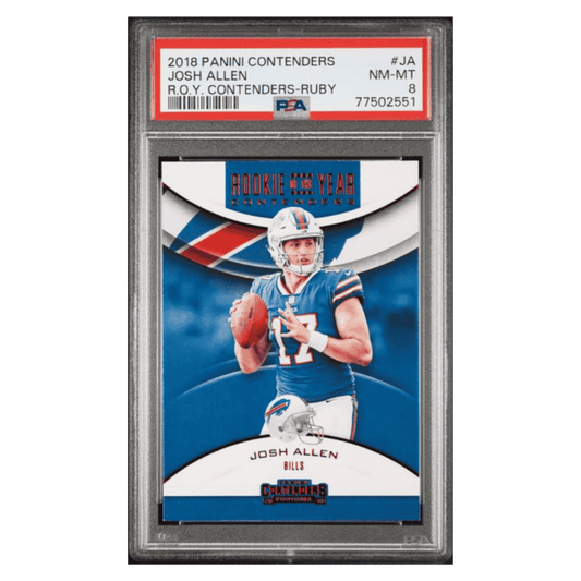Josh Allen PSA 8 2018 Panini Contenders Rookie Of The Year Contenders Ruby Card #JA