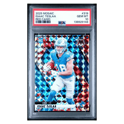 Isaac Teslaa PSA 10 2025 Panini Mosaic Red Camo Rookie RC Card #319