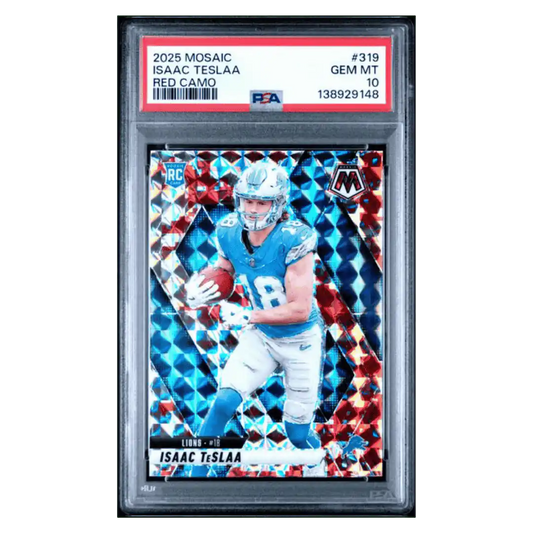 Isaac Teslaa PSA 10 2025 Panini Mosaic Red Camo Rookie RC Card #319