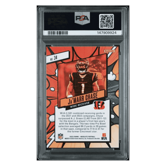 Ja'Marr Chase PSA 8 2023 Panini Absolute Explosive Case Hit Card #34