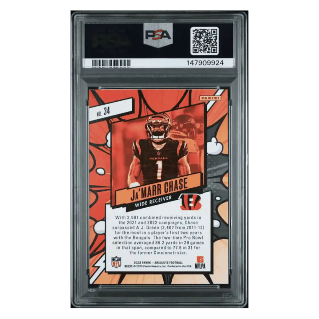 Ja'Marr Chase PSA 8 2023 Panini Absolute Explosive Case Hit Card #34