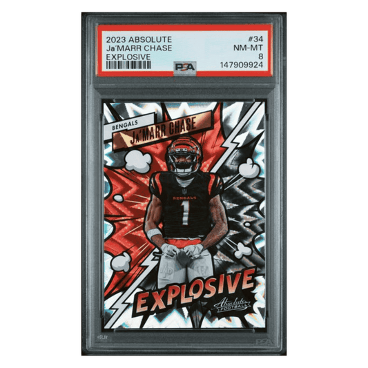 Ja'Marr Chase PSA 8 2023 Panini Absolute Explosive Case Hit Card #34