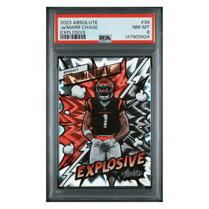 Ja'Marr Chase PSA 8 2023 Panini Absolute Explosive Case Hit Card #34
