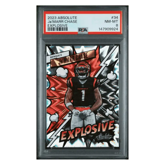 Ja'Marr Chase PSA 8 2023 Panini Absolute Explosive Case Hit Card #34