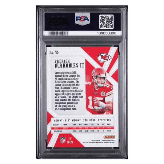 Patrick Mahomes PSA 10 2020 Panini Phoenix Purple #d/ 149 Card #45
