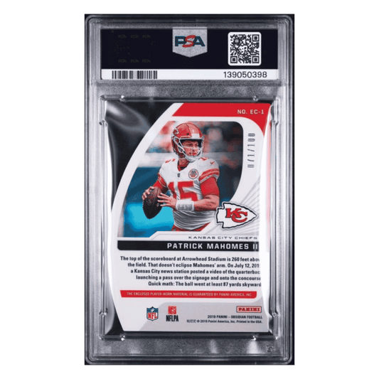 Patrick Mahomes PSA 10 2019 Panini Obsidian Eclipse Patch #d/ 100 Card #EC1