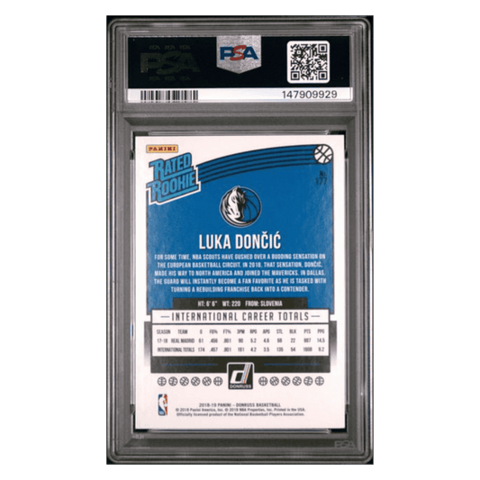 Luka Doncic PSA 10 2018 Panini Donruss Rated Rookie Card #177