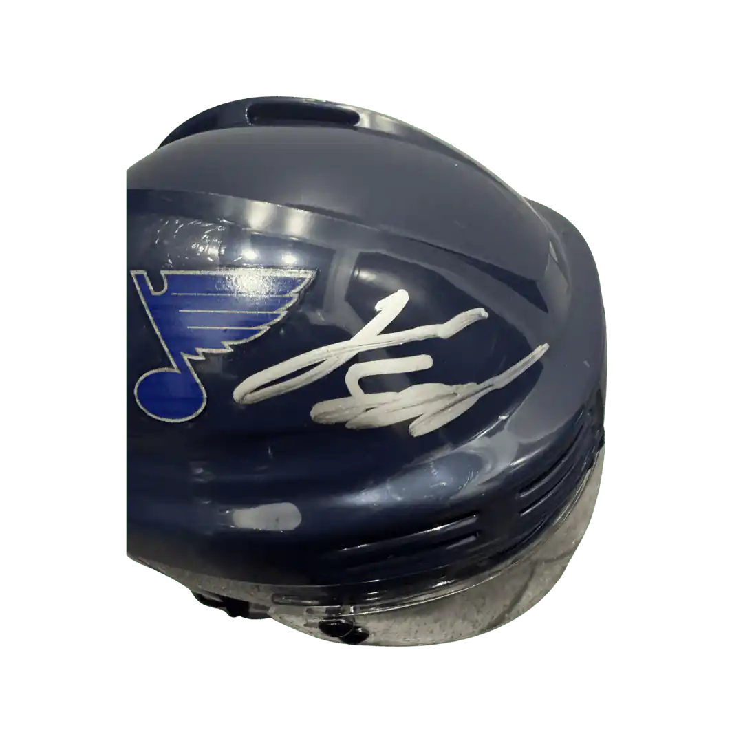 Jimmy Snuggerud St Louis Blues Autographed Mini Replica Blue Helmet - Fanatics COA
