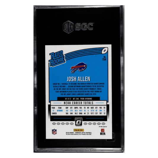 Josh Allen SGC 10 2018 Bowman Donruss Optic Red & Yellow Rated Rookie Card #154