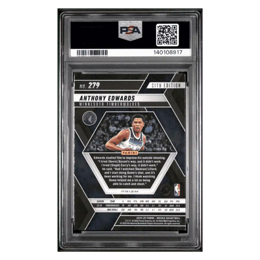 Anthony Edwards PSA 10 2024 Panini Mosaic City Edition Glitter Card #279