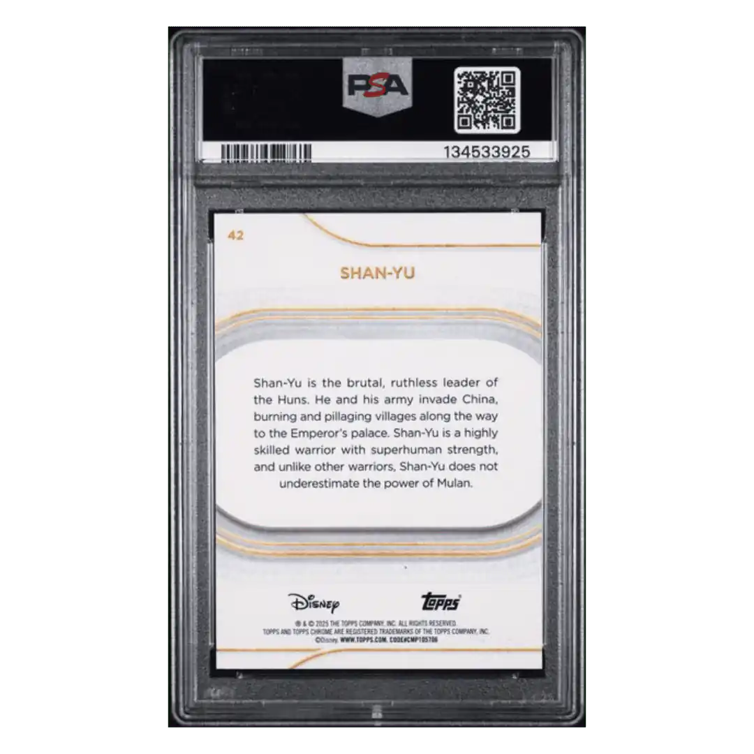 Shan-Yu PSA 9 2025 Topps Chrome Disney Yellow Refractor #d/275 Card #42