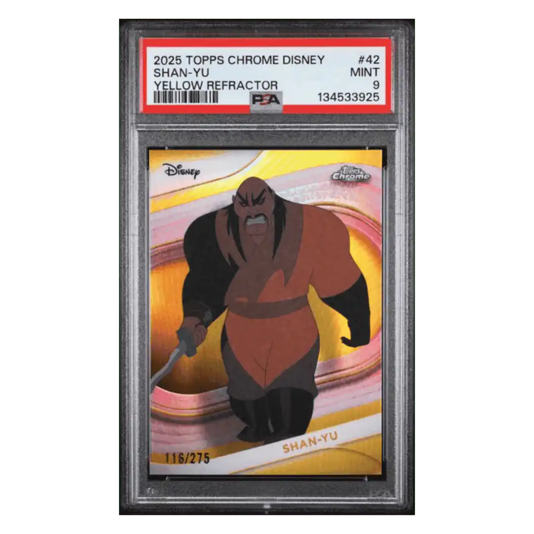 Shan-Yu PSA 9 2025 Topps Chrome Disney Yellow Refractor #d/275 Card #42