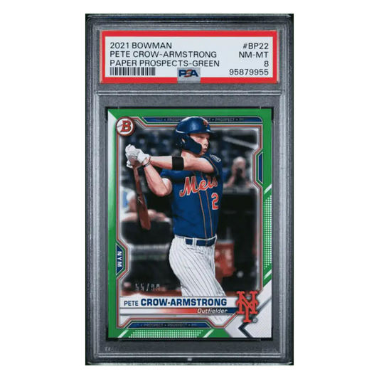 Pete Crow-Armstrong PSA 8 2021 Bowman Paper Prospects Green #d /99 Card #BP22