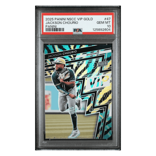 Jackson Chourio PSA 10 2025 Panini National Sports Collectors Convention VIP Gold Card #47