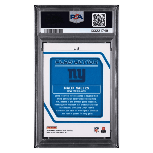 Malik Nabers PSA 9 2024 Panini Donruss Optic Play Action Rookie RC Card #8