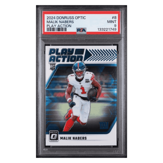 Malik Nabers PSA 9 2024 Panini Donruss Optic Play Action Rookie RC Card #8