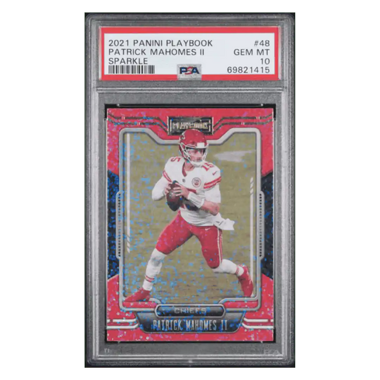 Patrick Mahomes PSA 10 2021 Panini Playbook Sparkle SSP Card #48