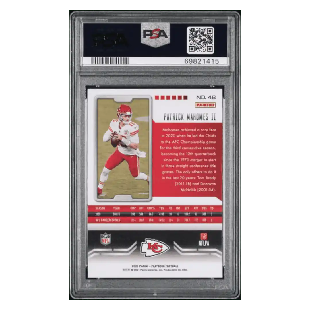 Patrick Mahomes PSA 10 2021 Panini Playbook Sparkle SSP Card #48