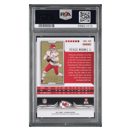 Patrick Mahomes PSA 10 2021 Panini Playbook Sparkle SSP Card #48